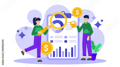 Auditor Conducting a Surprise Internal Audit. Flat Vector Illustration