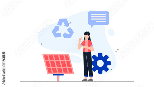 Waste Management Company Sorting Recyclables. Flat Vector Illustration