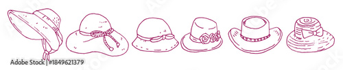  ladies hat vector set 