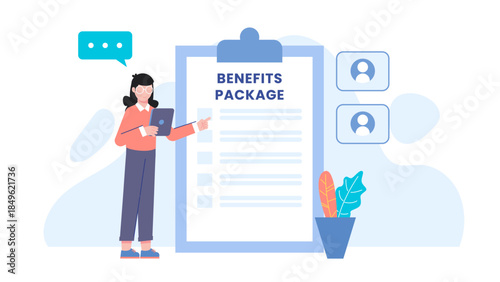 HR Rolling Out a New Benefits Package. Flat Vector Illustration