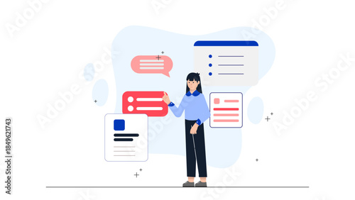 HR Rolling Out a New Benefits Package. Flat Vector Illustration