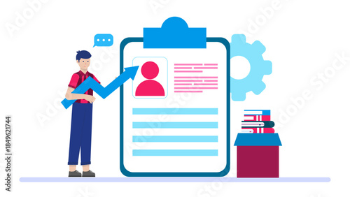 HR Rolling Out a New Benefits Package. Flat Vector Illustration