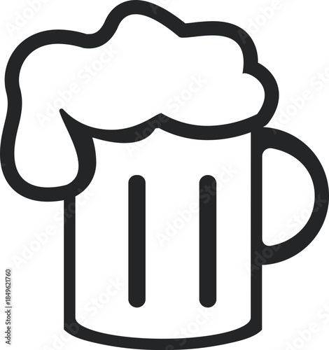 Minimalist Beer Mug Icon with Foam for Bar and Pub Signage