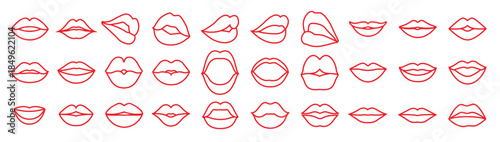 lips vector icon set kiss illustration sign collection
