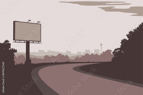 Drive into the city with billboard advertising opportunity and urban skyline views, ideal for travel promotions and destination marketing campaigns