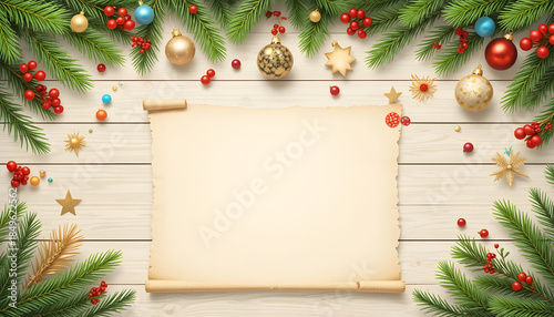 christmas greeting card with fir branches