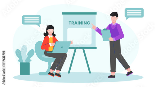 Leadership Training for New Managers. Flat Vector Illustration