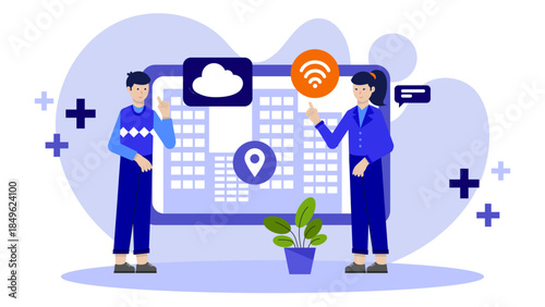 Urban Planner Designing Smart City Features. Flat Vector Illustration