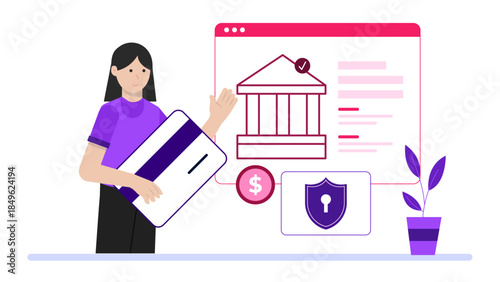 Bank Processing Loan Application Digitally. Flat Vector Illustration