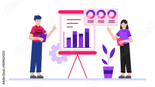 Annual Shareholder Meeting Presentation. Flat Vector Illustration