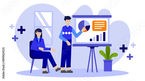 Annual Shareholder Meeting Presentation. Flat Vector Illustration