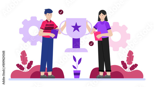 Small Business Receiving Industry Award. Flat Vector Illustration