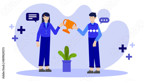 Small Business Receiving Industry Award. Flat Vector Illustration