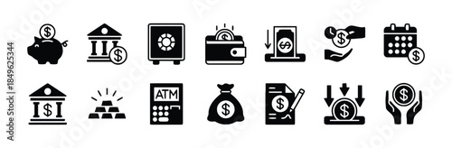 Investment and Finance Icons Set for Business and Banking