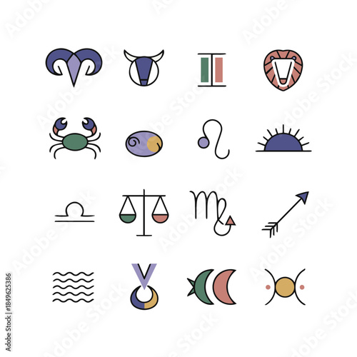 Modern Zodiac Sign Symbol Collection