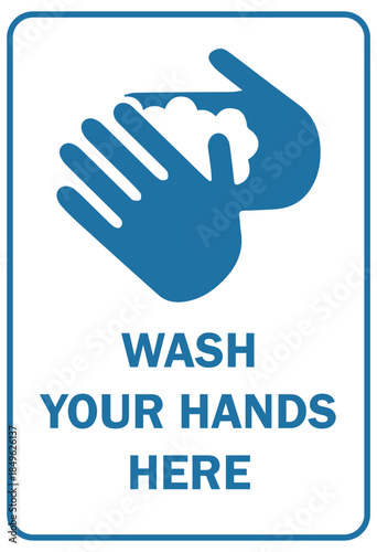 Wash Your Hands Here Sign - Mandatory Hygiene and Sanitization Icon for Public Health