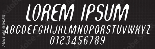 Vector round symmetrical simple font. Set of letters and numbers of the Latin alphabet. AI is not used