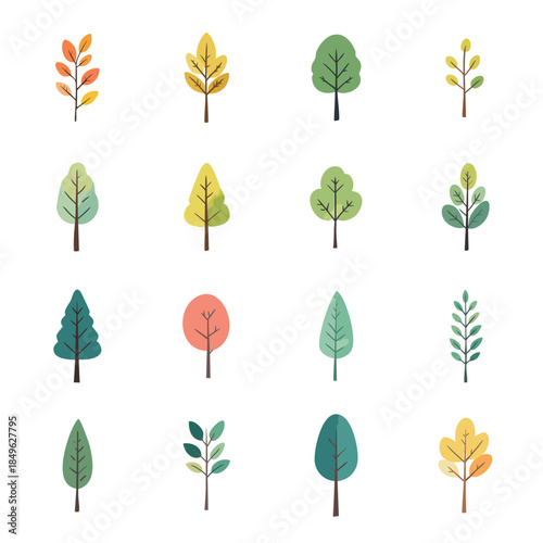 木と草のアイコン　樹木のイラスト　北欧風