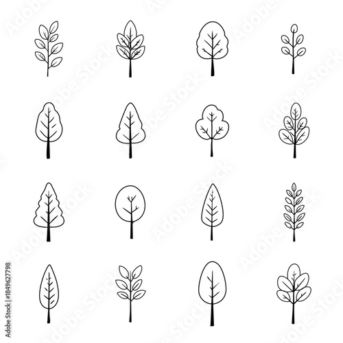 木と草のアイコン　樹木のイラスト　北欧風