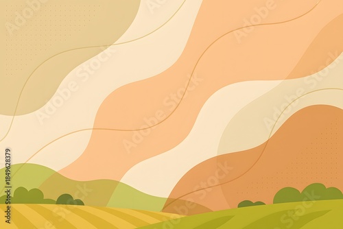 Abstract Pastel Landscape Background with Flowing Organic Shapes and Copy Space