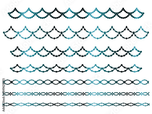 丸、半円ラインうろこ2、16青緑