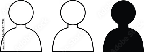 Selected User Icon Amidst Inactive Profiles, UI Selection Indicator, Profile Highlight, Active Account Symbol, Minimalist User Interface Illustration, Flat Vector Black And White