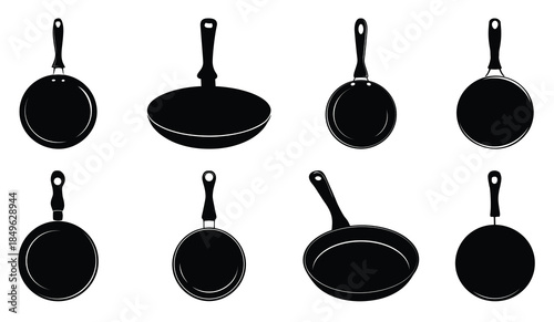 frying pan silhouette clipart bundle