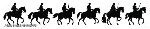 knight on horse silhouette bundle 