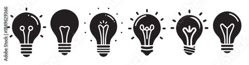  light bulb silhouette bundle isolated on white background
