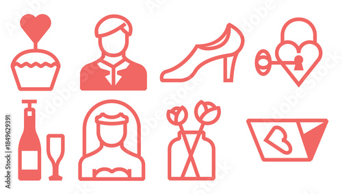  linear wedding ceremony icons