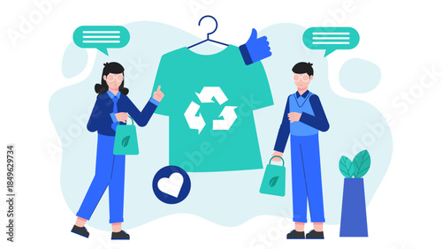 Sustainable Fashion Brand Ethical Manufacturing. Flat Vector Business Illustration