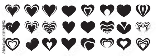 love heart variations with different artistic styles in