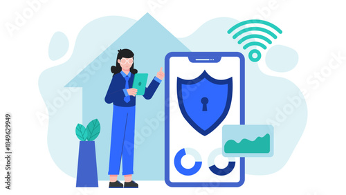 Smart Home Technician Installing IoT Devices. Flat Vector Business Illustration