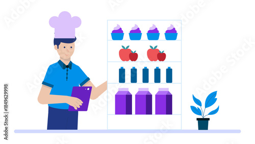 Smart Home Technician Installing IoT Devices. Flat Vector Business Illustration