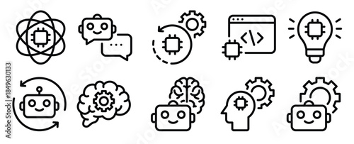 Machine Learning Icon Set Advanced Line Style Collection for AI Enthusiasts