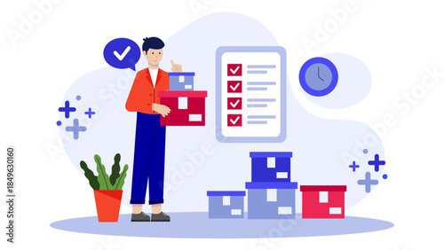 Subscription Box Business Curating Products. Flat Vector Business Illustration