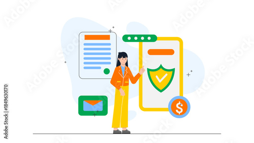 Insurtech Company Processing Claim via App. Flat Vector Business Illustration