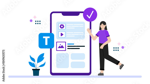 Insurtech Company Processing Claim via App. Flat Vector Business Illustration