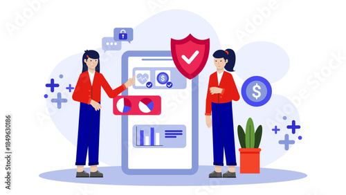 Insurtech Company Processing Claim via App. Flat Vector Business Illustration