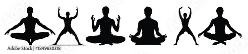 man doing yoga silhouette set