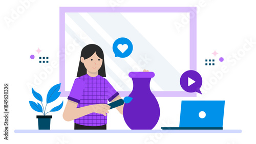 Artisan Crafting Goods for Online Marketplace. Flat Vector Business Illustration