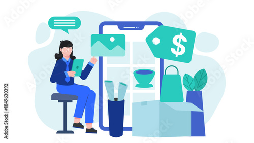 Artisan Crafting Goods for Online Marketplace. Flat Vector Business Illustration