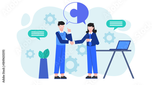 Merger and Acquisition Deal Negotiation. Flat Vector Business Illustration