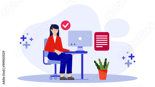 Workplace Ergonomic Assessment. Flat Vector Business Illustration