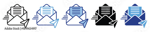 Email icon set in multiple style collection