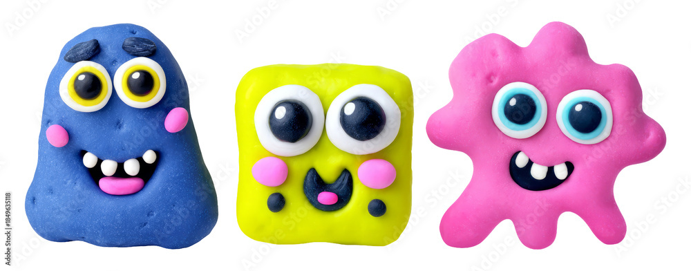 Fototapeta premium Lively 3D Plasticine Characters in Bright Colors Expressing Fun and Playful Emotions
