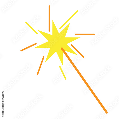 Firework sparkler icon with golden sparks symbolizing celebration, luck, and prosperity for Lunar New Year and Chinese New Year. Ideal for festive icons, holiday designs, and decorations