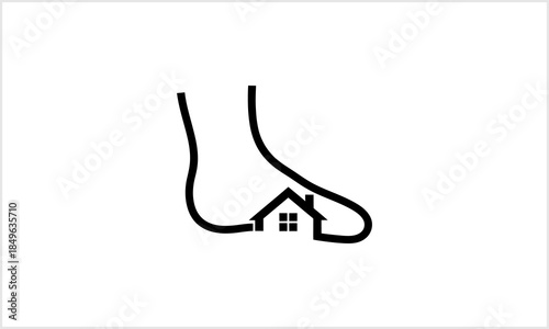 Foot House Logo Design Home Foundation Icon Real Estate Stability Symbol logotypeiconsportslogodesig.