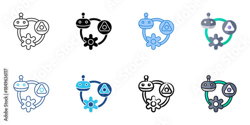 Setting icons set multiple style vector collection. Editable stroke
