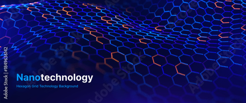 Nanotechnology Hexagons Pattern. Nanotech or Biotech Medical Science Research Presentation Background. Vector Illustration.